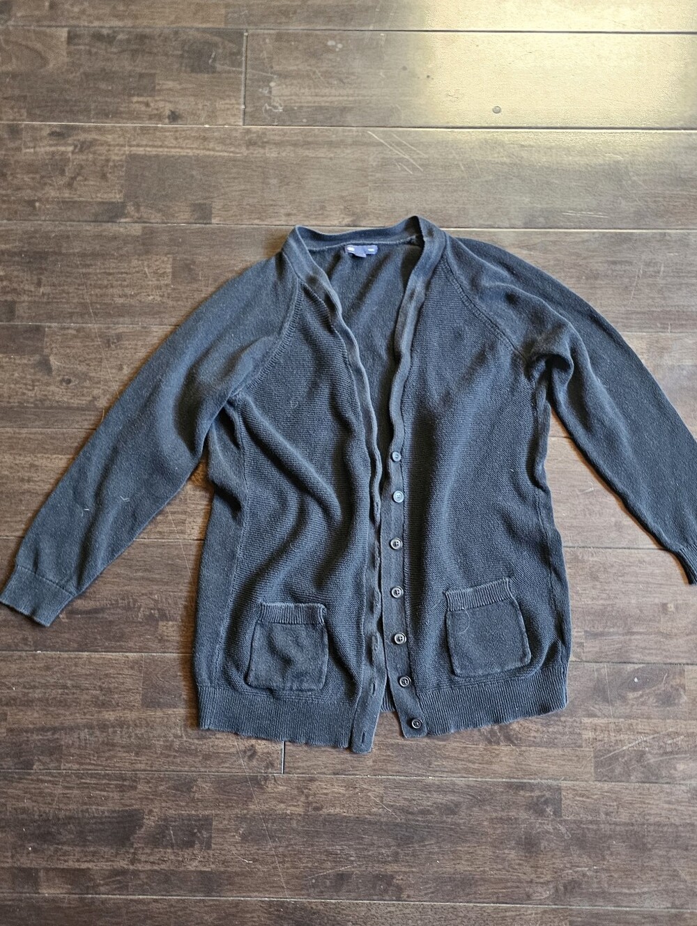 GAP Men's Black Button-Up Cardigan with Front Pockets